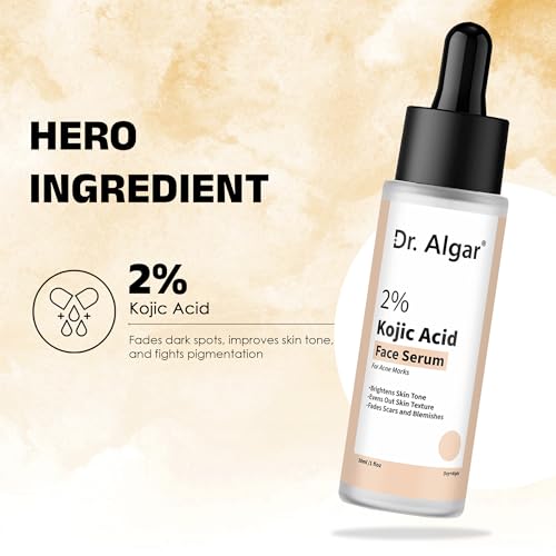 Image of Dr. Algar 2% Kojic Acid Face Serum I With 1% Alpha Arbutin & Niacinamide 30 ml | Reduces Dark Spots, Pigmentation & Blemishes | For All Skin types