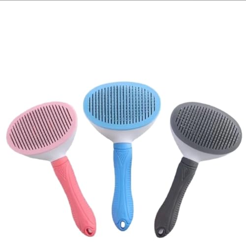 Darvey Self-Cleaning Slicker Brush for Dogs & Cats – Gentle Pet Grooming Brush for Shedding, Massaging & Detangling – Lightweight Hair Remover for Small Pets, Rabbits & All Hair Types (Blue)