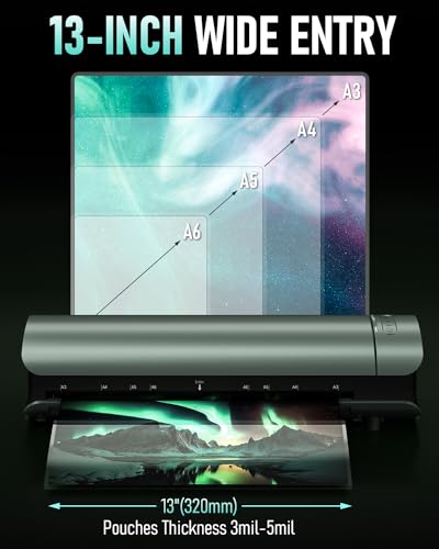 Image of Qfun Laminator Machine 11x17 Cold Thermal Laminator,13 inch Laminating Machine 60s Warm-up with 30 Laminate Sheets,9 in 1 Desktop A3 Lamination Machine with Paper Trimmer for Teacher Home Office