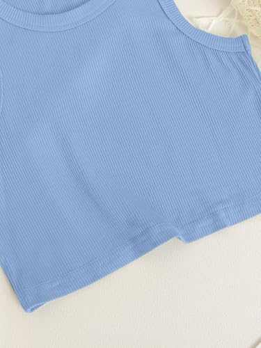 Image of NEW 6-14Y Tween Girls Stretchy Rib Knit Outfit Rayon Tank & Shorts Set Casual Lounge Playwear