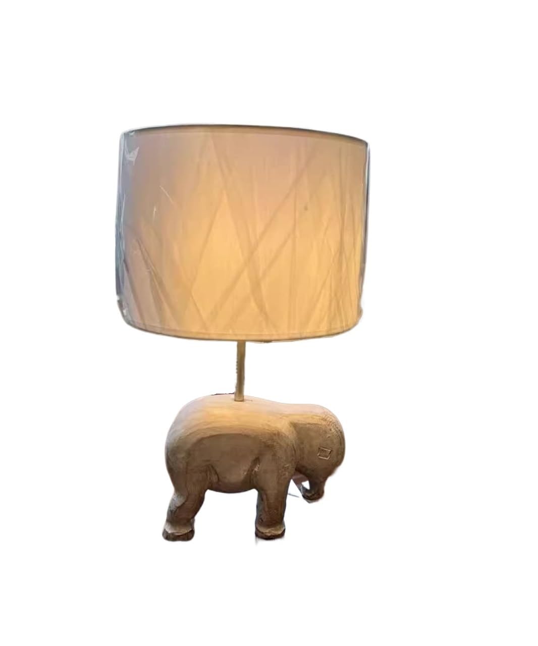 Ncaevgxrwjt Elephant Modern Wood Fabric Table Lamp, Hand Carved Japanese Cream Bedside Desk Light For Bedroom Homestay Study(Elephant)