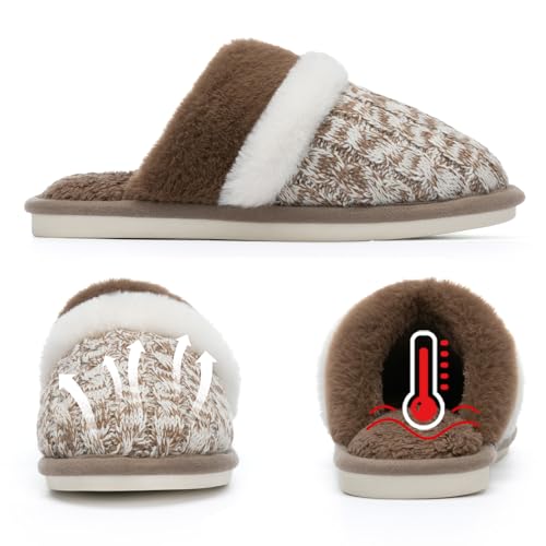 Image of GOEWY Cozy Slippers for Women Indoor and Outdoor Fuzzy House Shoes with Memory Foam Anti-Skid Sole Gifts for Women Mom Ladies