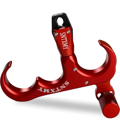 sntxmy Bow Release for Compound Bow, Archery Release Trigger, Compound Bow Release, Thumb Release. (3 Finger Bow Release, Light Red)