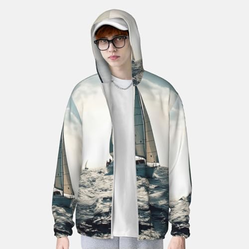 Ocean Sailing Sun Protection Hoodie Jacket UPF 50+ Full Zip Long Sleeve Sun Shirts with Pockets Rash Guard4