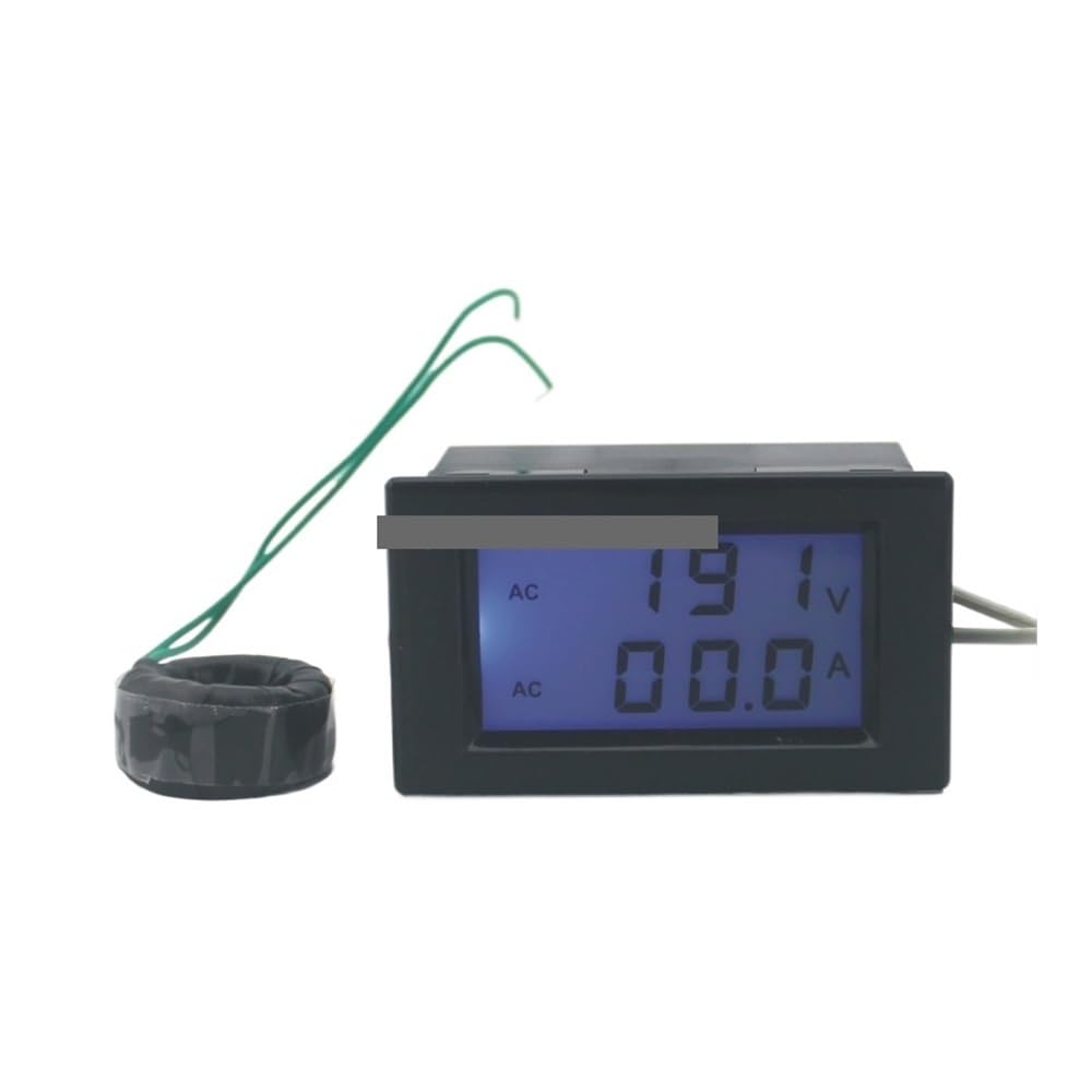 Dual LCD display Voltage and current meter blue backlight panel voltmeter ammeter range AC 200-450V 0-99.9A Black Circuit Breaker