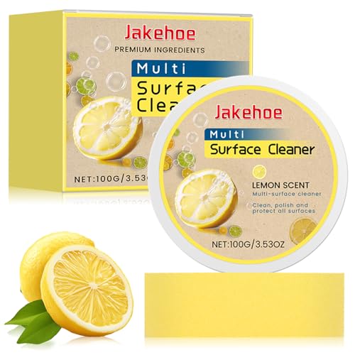 Limpiador multiusos de piedra de limpieza universal, 100 g, con esponja de limpieza, piedra de limpieza con aroma a limón, limpia acero inoxidable, puertas de ducha, placas de cocina, etc. Limpiador