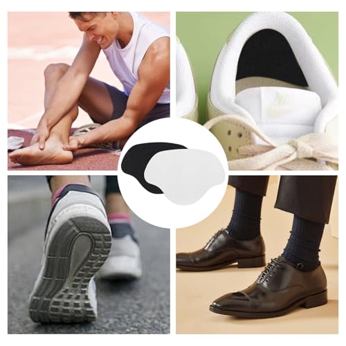 Image of Inside Shoe Heel Repair Patches, Self-Adhesive Shoe Hole Patch Kit for Sneaker Mesh Sports Tennis Work Hiking, Quick Fix for Inner Heel or Toe Holes (Black & White (24 Pcs, 7 /8.5 cm))