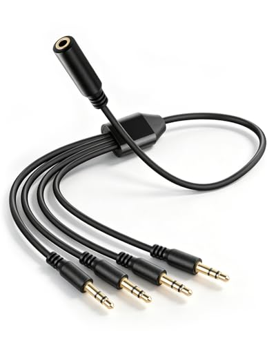 Cable divisor de audio de 3,5 mm para ver películas en el ordenador con cuatro auriculares