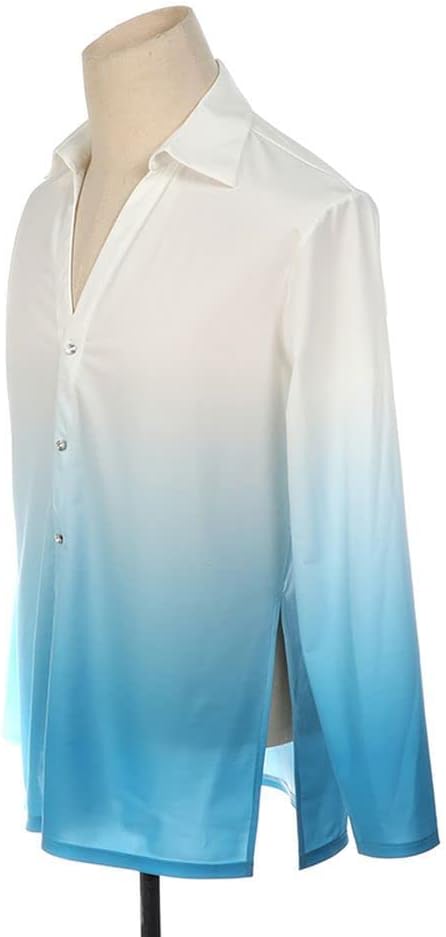 LIUHUO Boys and Men's Figure Skating Wear Gradient Light Blue Performance Wear