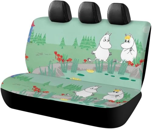 車シートカバー ムーミン カーシートカバー 車後部座席カバー 軽/普通車/SUV リフィットシートカバー 汎用 伸縮性が良い 取り付け簡単 丸洗いOK カー用品 後席用 車の装飾 車シート保護 贈り物 四季通用