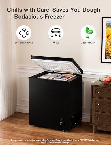 Image of 2.5 Cu.Ft Chest Freezer with Removable Basket - Small Deep Freezer w /6 Temp and Energy Efficient Quiet - Manual Defrost, Space Saving Design for Dorm, Office, Apartment, Bar, Black