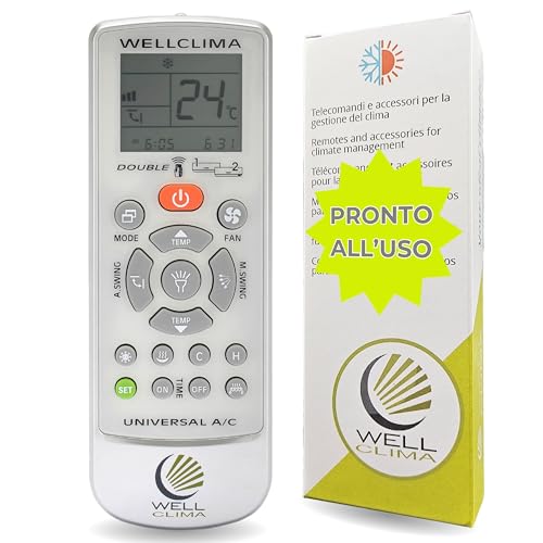 Wellclima Telecomando condizionatore sostitutivo per Y612C e Y812A – Configurato e pronto all’uso solo per questi modelli per Ariston, per Simat, per Chaffoteaux & Maury ed altri | batterie incluse