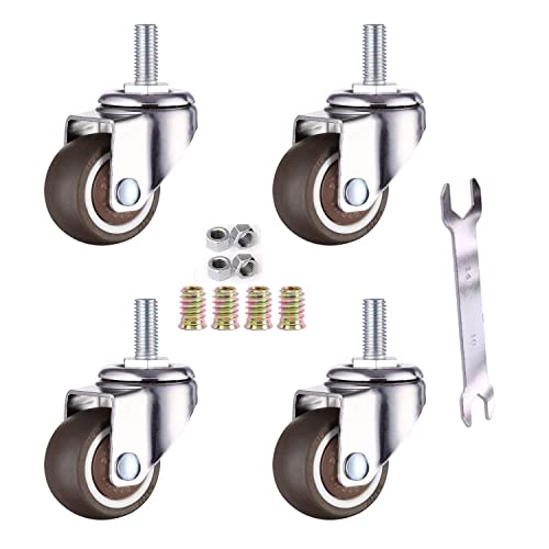 GEOCANG 4 ruedas giratorias de 32 mm para muebles M6 x 15 mm con rosca, goma suave, rosca TPE, para muebles, soporte para flores Cover