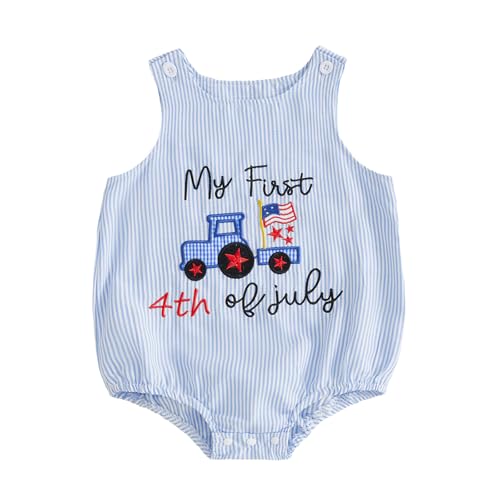 YINGISFITM My First 4th of July Baby Boy Outfit Newborn Overalls American Flag Romper Onesie Fourth of July Infant Clothes (My First 4th of July 3-6 Months)