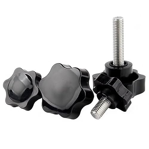 SYDARSYN Thumb Screws Hex Star Head Knurled Thumbscrew Grip Knobs Clamping Screw M4x25mm (10 pcs), Black