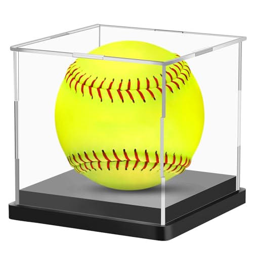 1PCS Softball Display Case Acrylic Clear Display Box Baseball Tennis Golf Protected Stand for Signed Memorabilia Large 12 Inch Sports Game Ball Storage Box
