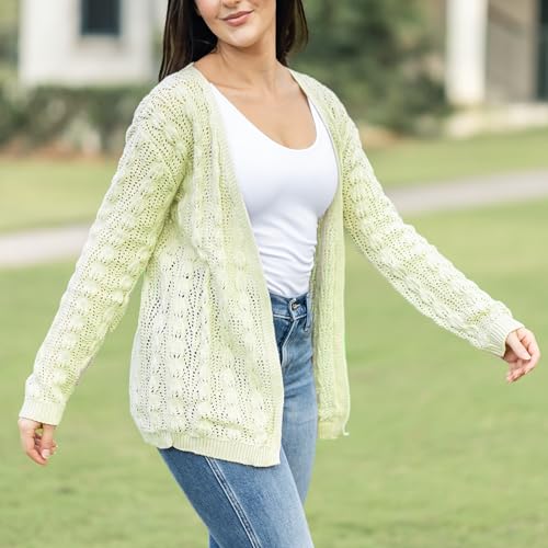 Loxdonz Women's Crochet Cardigan Long Sleeve Lightweight Soft Open Front Knitted Kimono Sweater Cardigans2