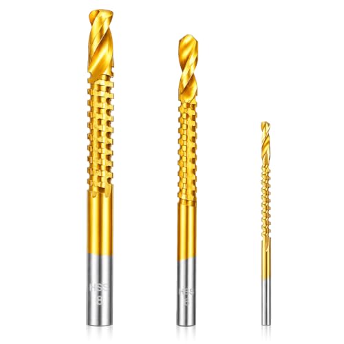 3 Pack HSS Step Drill Bits, 3/6/8 mm Hex Shank Serrated Side Cutting Bit