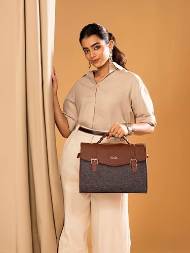 Image of ZOUK Heritage Satchel Bag - Gwalior Weaves | Jute | Vegan Leather Handcrafted With Detachable Sling Strap