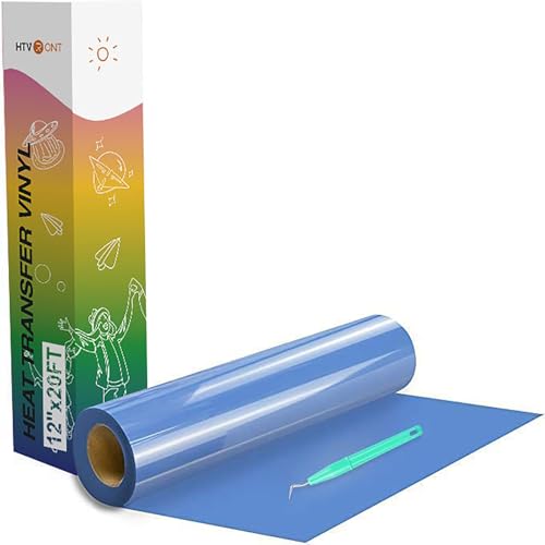Image of HTVRONT HTV Vinyl Rolls Heat Transfer Vinyl - 12 inch x 20ft Sky Blue HTV for Shirts, Iron on Vinyl for All Cutting Machines - Easy to Cut & Weed for Heat Transfer Design (Sky Blue)
