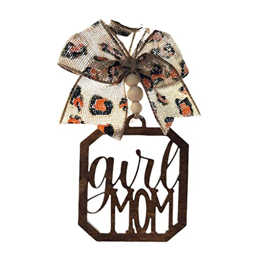 Car Charm Rear View Mirror Hand Crafted girl mom Leopard Burlap Black White Red Black Cow Paws Ribbons