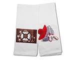 Home Concepts Beach-Themed Kitchen Towel Set - Set of 2- Cotton with Welcome Aboard and Sandal Print