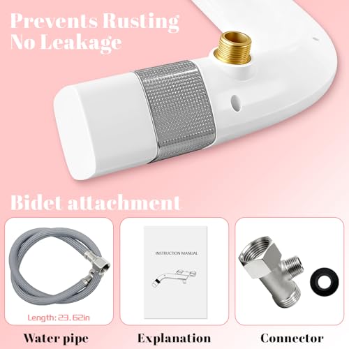 Bidet Attachment for Toilet,Non-Electric Ultra-Thin With,Rear/Feminine Wash,Dual Nozzles (Adjustable Angle), Adjustable Water Pressure, Cold Water Only, White - image 5