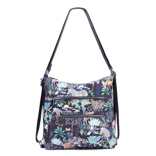 KUAJING Multiple Compartments Large Satchel Handbags Waterproof Nylon Crossbody Bags for Women Adjustable Strap Tote for Ladies(Multicoloured-7)