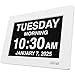 American Lifetime [Newest Version] Day Clock - Extra Large Impaired Vision Digital Clock with Battery Backup & 5 Alarm Options - White