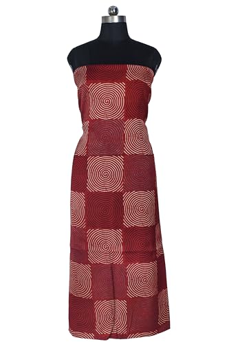 Image of Ethnics of Kutch Womens's Ajrakh Modal Silk Natural Dye Hand Block Print Unstitched Kurta Fabric