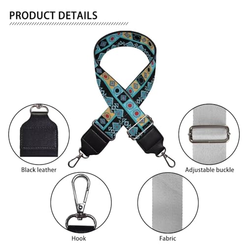 Image of GLENLCWE Aztec Geometry Purse Straps Replacement Boho Mandala Crossbody Adjustable Bag Strap for Purses, Wide Shoulder Strap for Women Guitar Purses