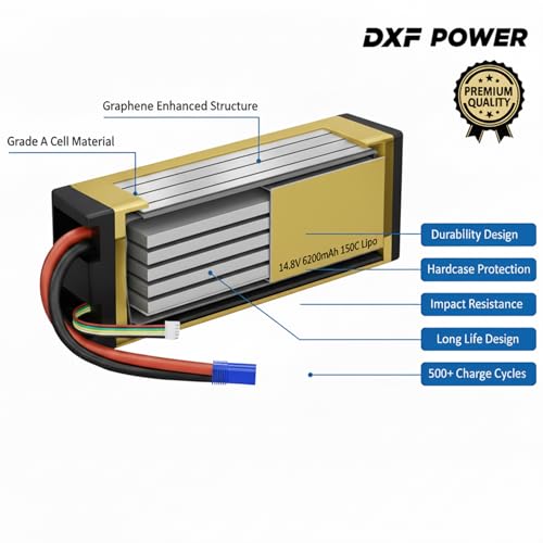 Batería de polímero de litio 4S fiable de 14,8 V y 6200 mAh para competición de coches rc 7