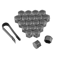 Bohaner 20 Stücke Radschraubenkappen, 17mm Radschrauben, Radmuttern, Auto Schrauben Kappe, Radbolzen Kappen, Universelle Sechskant-Reifenmutternabdeckungen, mit Demontagewerkzeug(Grau)