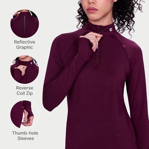 Image of Enamor Full Sleeve High Neck Medium Length Pull on Dry Fit T-Shirt for Women - Slim Fit - A310