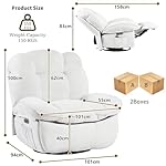 Relaxsessel elektrisch, Sessel elektrisch mit Ladeanschluss, TV-Sessel mit Massage und Heizung, TV-Sessel für Wohnzimmer mit elektrischer Verstellung, Weiß – Bild 2