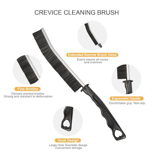 Maxentico 9X Brosse Nettoyage Salle de Bain+2Grattoir, Joint Carrelage, Brosses de Nettoyage de Crevasses à Poils Durs, pour Groove Gap et Saleté Rainure a Rouille dans Salle,Cuisine,Toilettes – vue 3