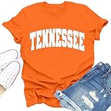 Dabon Womens Tennessee Shirt Orange Checkerboard Volunteers T-Shirt Football Game Day State Pride Tee Tops