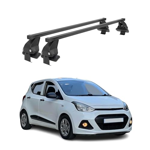 Barre portapacchi compatibili con Hyundai i10 2013 – 2017 | Portabici portapacchi portapacchi portapacchi in acciaio di alta qualità nero 2 TLG 50 kg