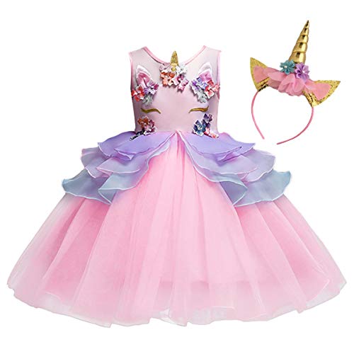 unicorn birthday dress in pakistan Unicorn Party Girls Rainbow Tulle Dress Arabella & Rose
