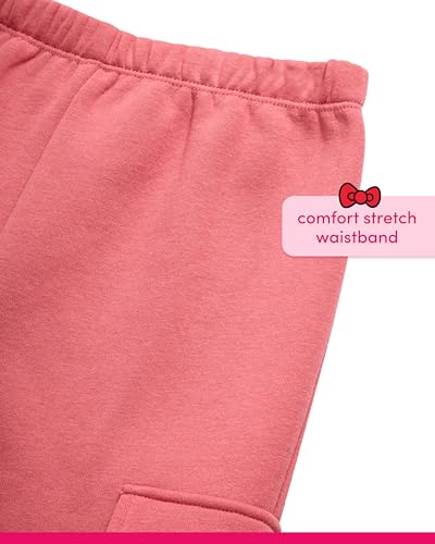 Image of Hello Kitty Girls Pants Set - 2 Piece Girls Sweatshirt Hoodie and Cargo Sweatpants Matching Set with Pockets (2T-12)