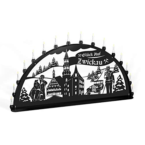Schwibbogen Light Arch Is Metal - Theme: Zwickau - XXL 1.5 Meter Width Outside Area Black * Large*