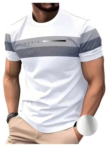 Image of RoseSeek Men's Color Block Short Sleeve Tee Shirts Casual Crewneck T Shirt Trendy Summer Tops