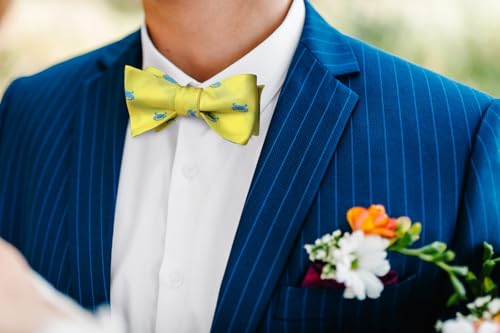 Image of HISDERN Bow Ties for Men Self Tie Animal Bowties Pocket Square Woven Silk Fun Bowtie Handkerchief Set for Wedding Party