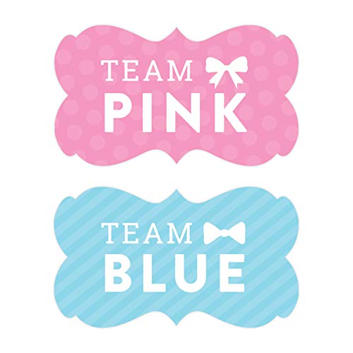 Andaz Press Team Pink Team Blue Gender Reveal Baby Shower Party, Fancy Frame Labels Stickers, Team Pink Team Blue, 36-pack, For Themed Party Favors, Gifts, Decorations