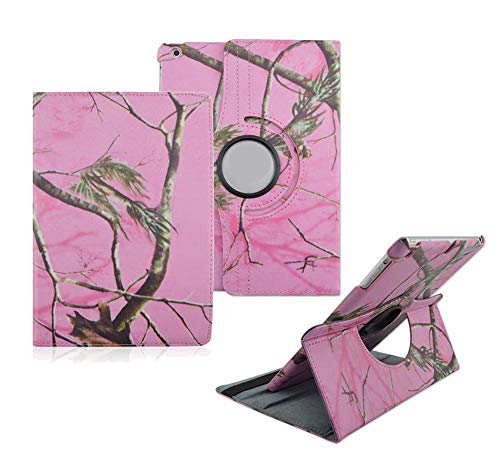 Tsmine iPad mini 1/2/3 Gen Camo Case - Premium 360 Degree Rotating PU Leather Case Camouflage Branch Straw Mossy Leaves For iPad mini & iPad mini With Retina Display & iPad mini 3rd Gen, Pink