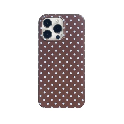 Reezaddin Brown Polka Dot Phone Case for iPhone 16 Pro Max 6.9in,Retro Vintage Cute Aeshtetic Classic Minimalist Chic Pattern Protective Cover for Girls Women