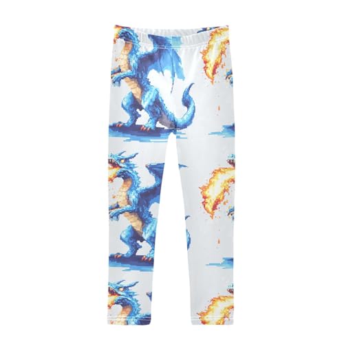 Girls Leggings Pixel Dragon Breathing Fire Toddler Girls Clothes Leggings for Girls Toddler Girls Leggings 3-4T