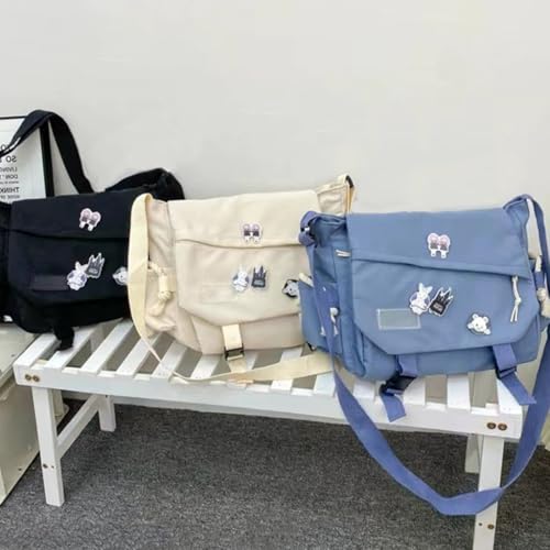 Teenage Nylon Shoulder Handbag Harajuku Buckled Large Crossbody Messenger Bag2