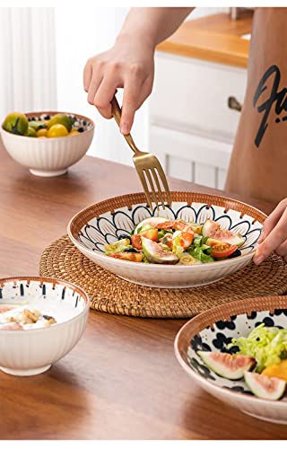 Image of Porcelain Bowls and Plates Dinnerware Set, Japanese Style Set of Bowls and Plate with Gift Box, Assorted Dinner Serving Set for Cereal, Soup, Pasta, Oatmeal, Salad, Rice (8 Bowl + 4 Plate)