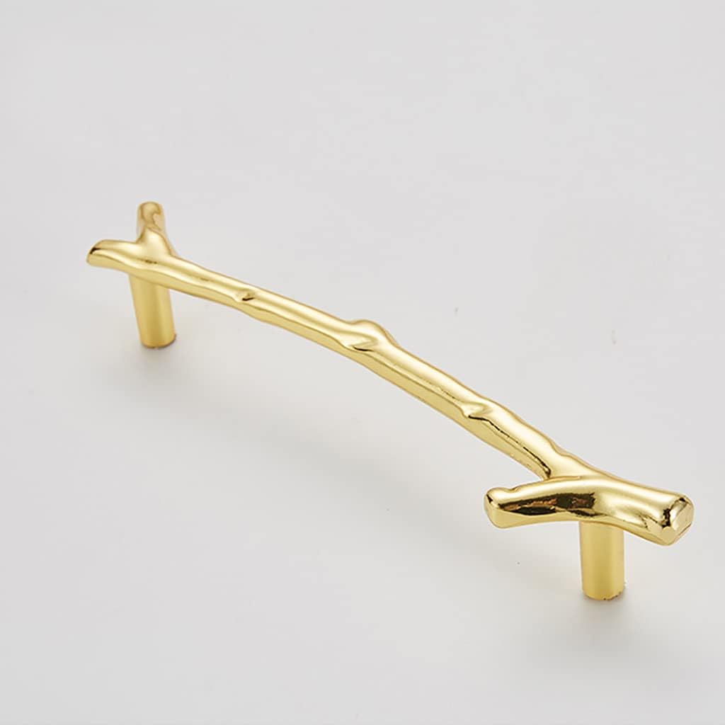 4Pcs Large Vintage Tree Twig Branch Cabinet Knobs Pulls Handles,Zinc Alloy Drawer Pull Handle for Farmhouse Cabin Mountain House Kitchen Cupboard Wardrobe (4 Pack, Hole Distance 5", Gold)